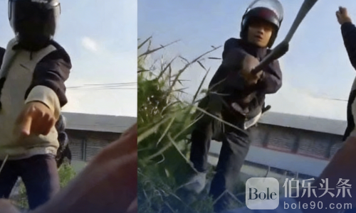 泰国学生帮派路上追砍少年！摩托撞车惊险逃生