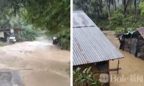 菲律宾奎松暴雨引洪水！村庄道路被淹教室积水