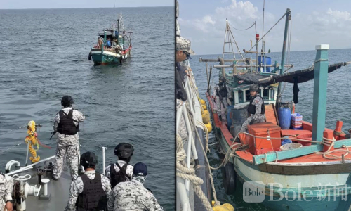 泰国海军第一舰队抓获闯入渔船！3名柬籍船员被捕