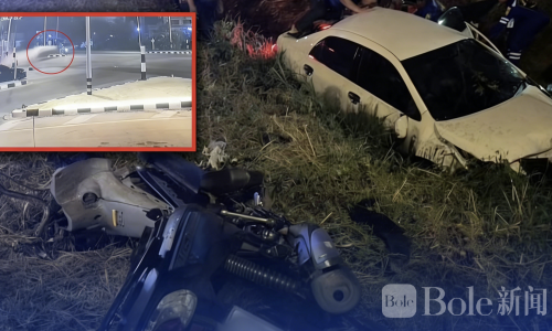 泰国老妇酒驾闯红灯！摩托车遭撞击致1死1重伤