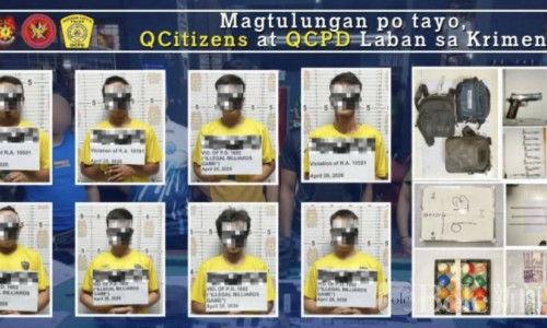 奎松市警方突袭非法台球赌窝，8人落网 + 枪支被缴！