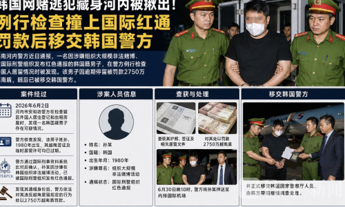 韩国网赌红通逃犯藏匿河内遭查获，缴2750万盾罚款